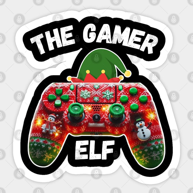 I'm The Gamer Elf, Christmas Gaming controller Sticker by Creatifly Graphic Tees